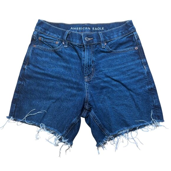 American Eagle Womens Strigid Denim High-Rise Relaxed Shorts Size 0 - Picture 1 of 7